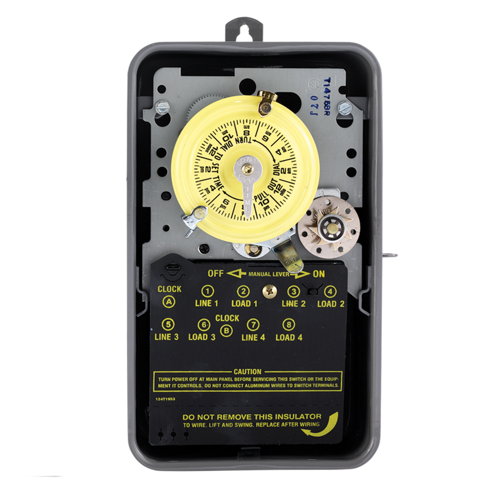 24-Hour Mechanical Time Switch with Skip-a-Day, 480 VAC, 60Hz, 4-SPST, Outdoor Metal Enclosure, 1 Hour Interval