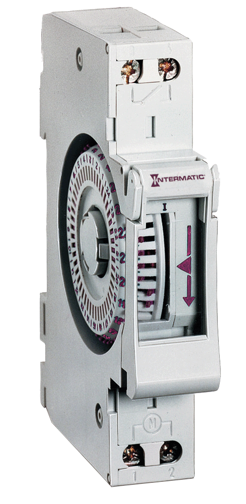 Electromechanical Synchronous clock, 24-Hour, 220-240 VAC, 50 Hz, DIN Mount Timer Module, 30 Minute Intervals, 16 A, SPDT - THE 111Mini 180