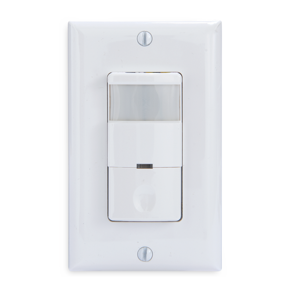 Commercial Grade Self-Adaptive In-Wall PIR Occupancy/Vacancy Sensor, No Neutral Required, White