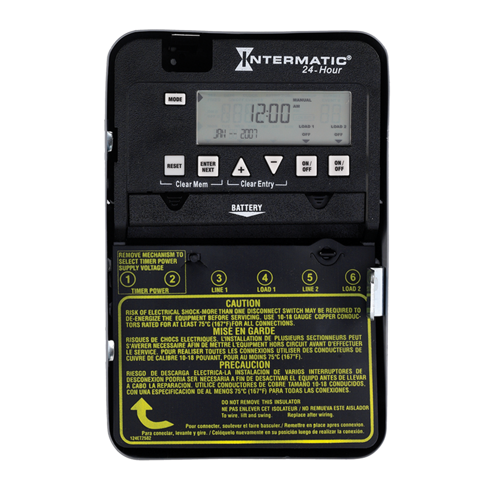 24-Hour 2-Circuit Electronic Control, 120-277 VAC, 2-SPST, Indoor Metal Enclosure