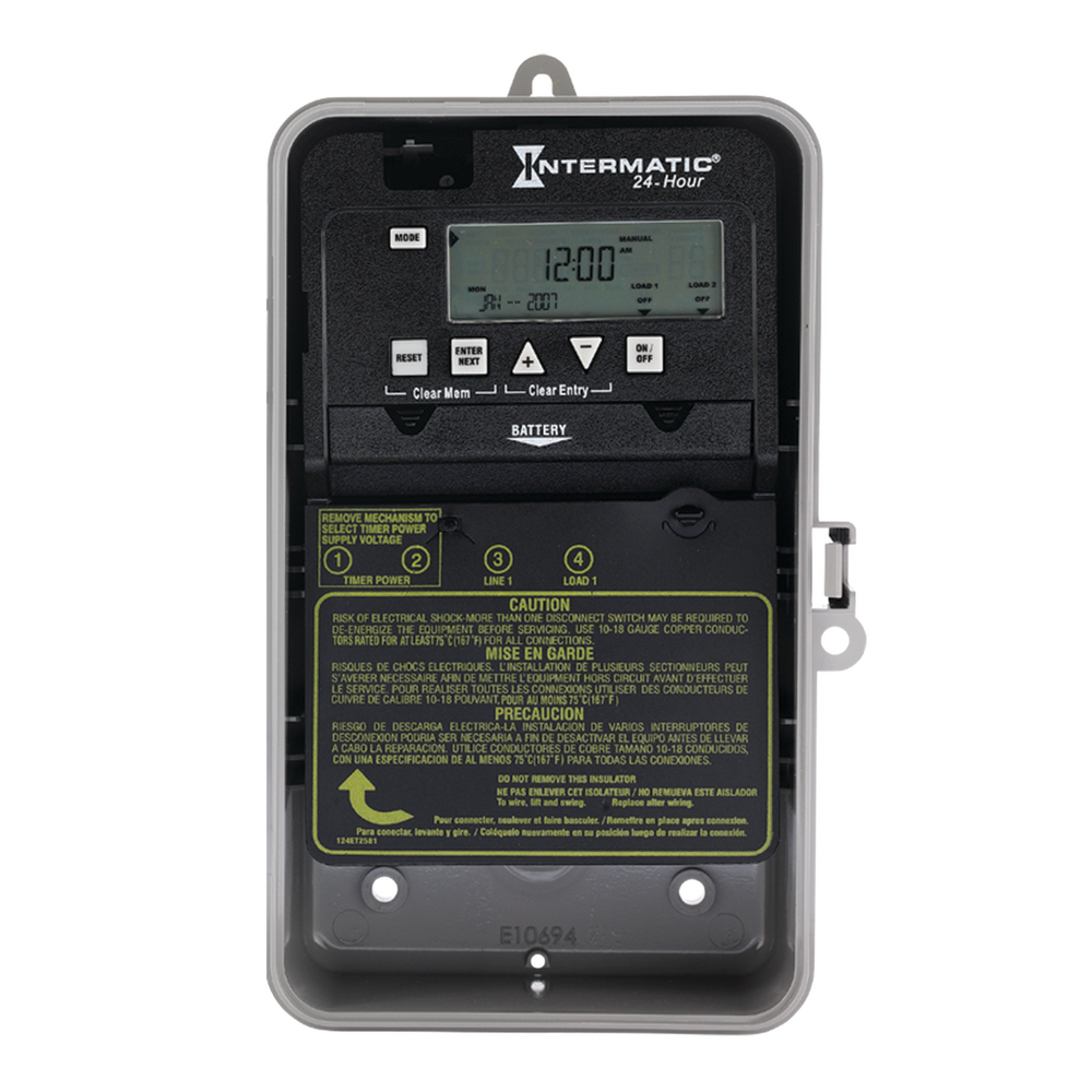 24-Hour 1 Circuit Electronic Control, 120-277 VAC, SPST, Indoor/Outdoor Plastic Enclosure