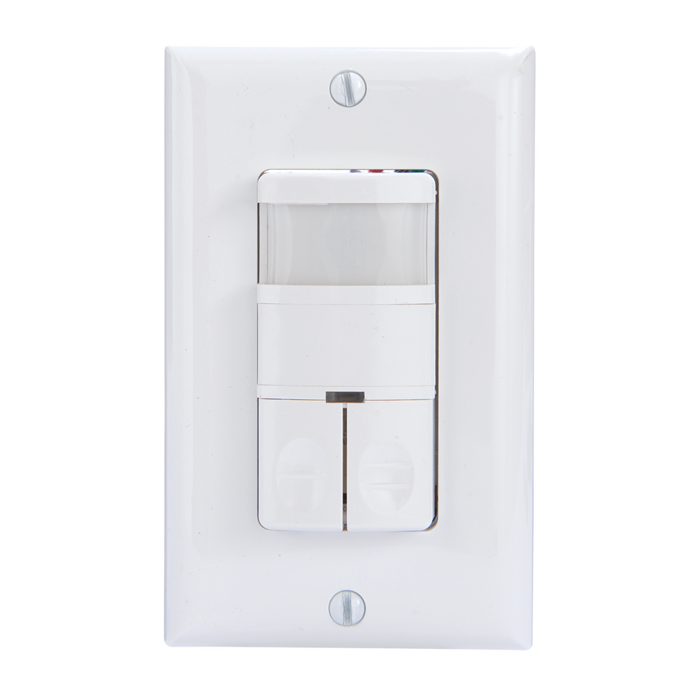 Commercial Grade Dual Load In-Wall PIR Occupancy/Vacancy Sensor, No Neutral Required, White