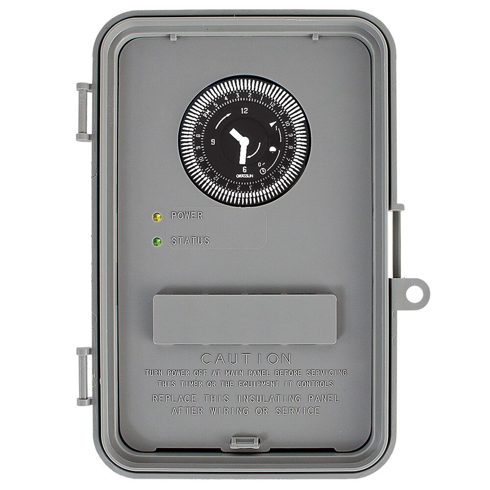 24 Hour 120-240V Water Heater Timer with Battery Backup and Auto-voltage, 40A SPDT/DPDT, Type 3R Indoor/Outdoor Plastic Enclosure