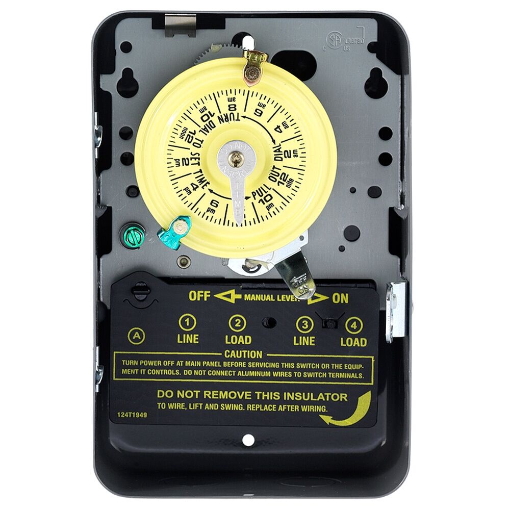 24-Hour Mechanical Time Switch, 208-277 VAC, 60Hz, DPST, Indoor Metal Enclosure, 1 Hour Interval