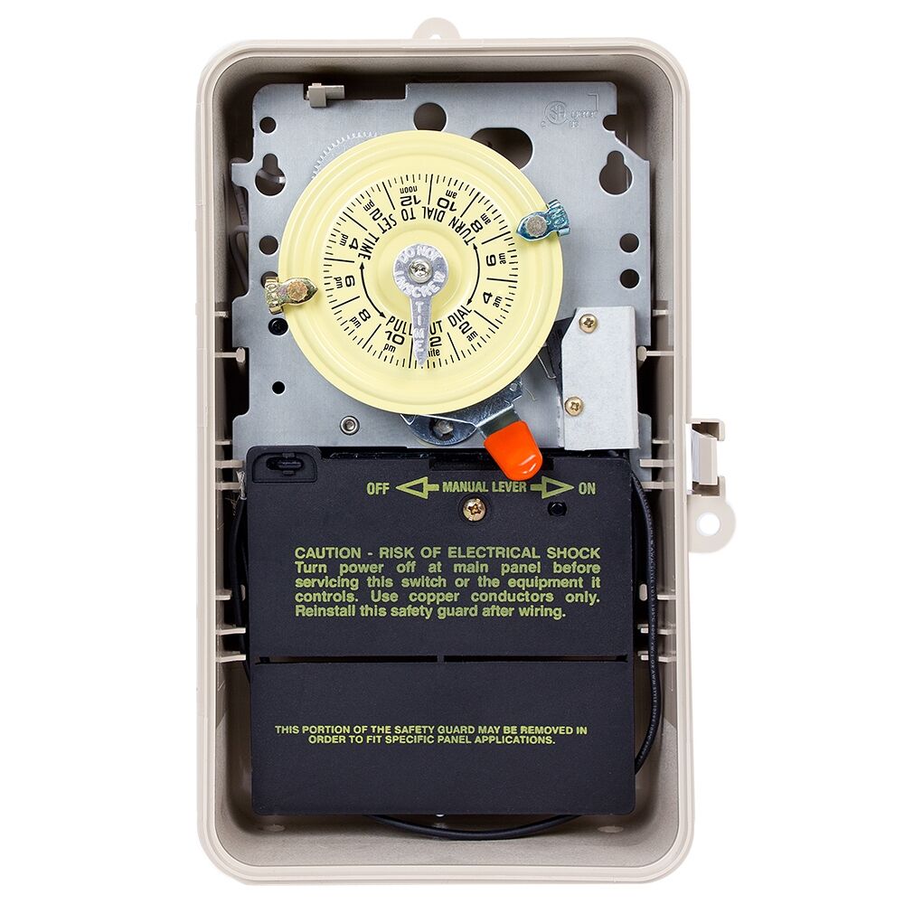 24-Hour 208-277V Mechanical Time Switch, DPST, Pool Heater Protection, Type 3R Plastic Enclosure