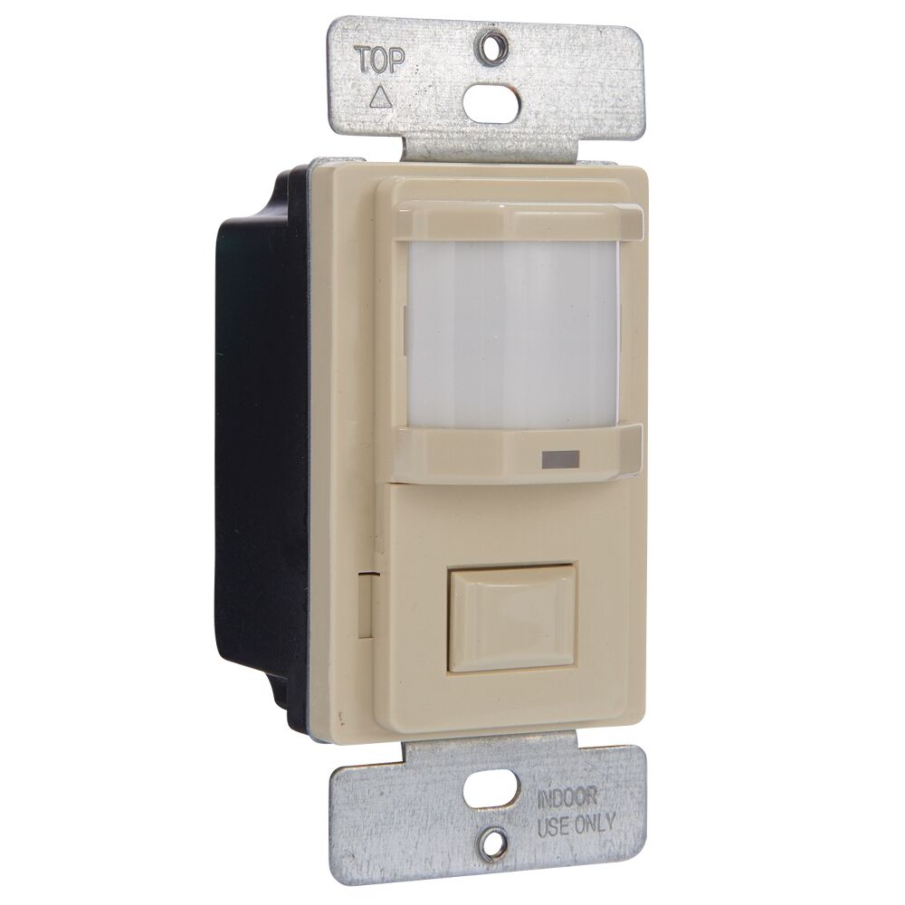 Residential In-Wall Push Button PIR Occupancy Sensor, No Neutral Required, Ivory, Mexico Sales Only