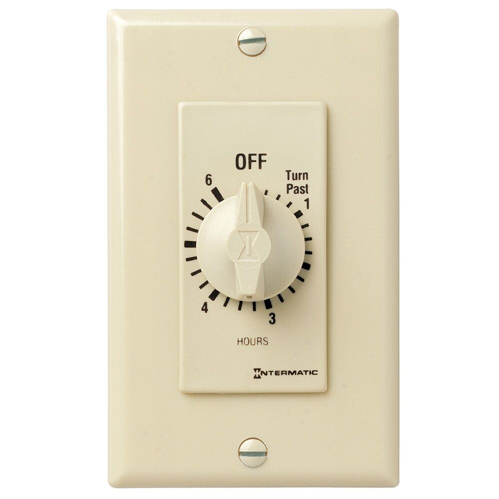 Spring Wound Countdown Timer, Decorator Style, 125-277 VAC, 50/60 Hz, SPDT, 6 Hour Max, Without Hold, Ivory