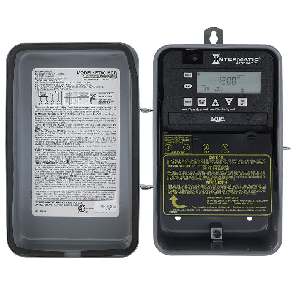 Astronomic 7-Day 1-Circuit Electronic Control, 120-277 VAC, SPST, Outdoor Metal Enclosure