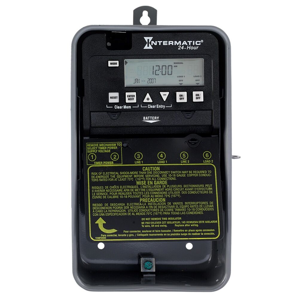 24-Hour 2-Circuit Electronic Control, 120-277 VAC, 2-SPST, Outdoor Metal Enclosure