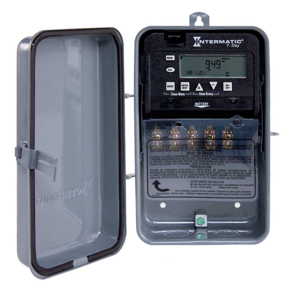 7-Day 1-Circuit Electronic Control, 120-277 VAC, SPDT, Outdoor Metal Enclosure