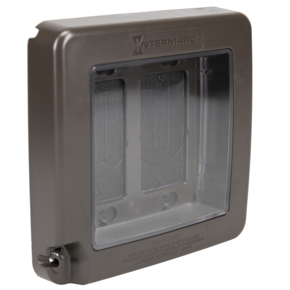 Low-Profile Extra-Duty Plastic In-Use Weatherproof Cover, Double-Gang, Vrt, Bronze