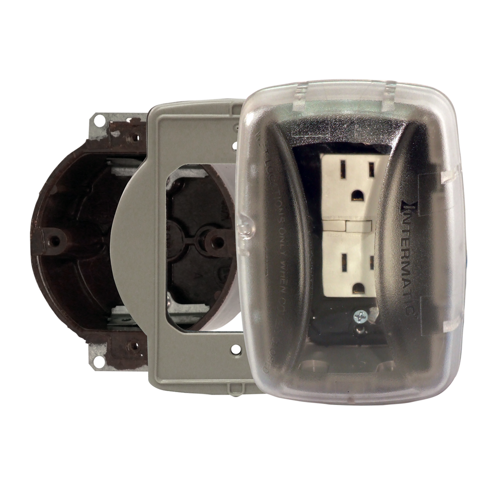 Plastic In-Use Weatherproof Cover, Single-Gang, Vrt/Hrz, 2.75" Clear, 3/0 Adapter Plate