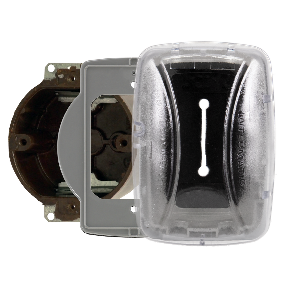 Plastic In-Use Weatherproof Cover, Single-Gang, Vrt/Hrz, 2.75" Clear, 3/0 Adapter Plate