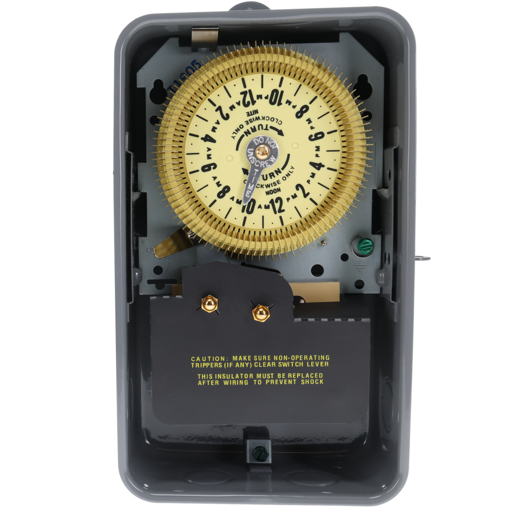 24-Hour Heavy-Duty Metal Dial Mechanical Time Switch, 125 VAC, 60Hz, SPDT, Outdoor Metal Enclosure, 15 Minute Interval