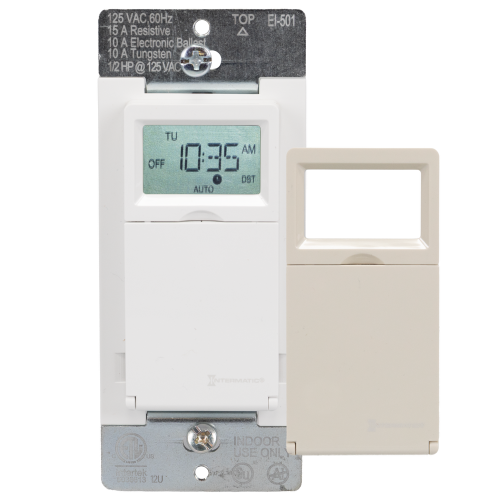 7-Day Programmable Timer, 125 VAC, 15 A, White+LA